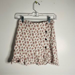 hollister womens xs y2k 90’s vintage coquette white floral ruffle mini skirt